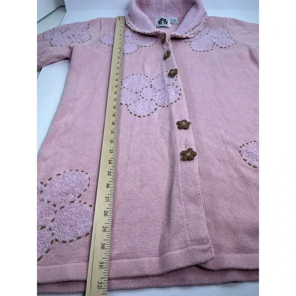 Vintage Storybook Knits Pink Size 1X Cardigan Sweater Floral Flowers Tunic Long